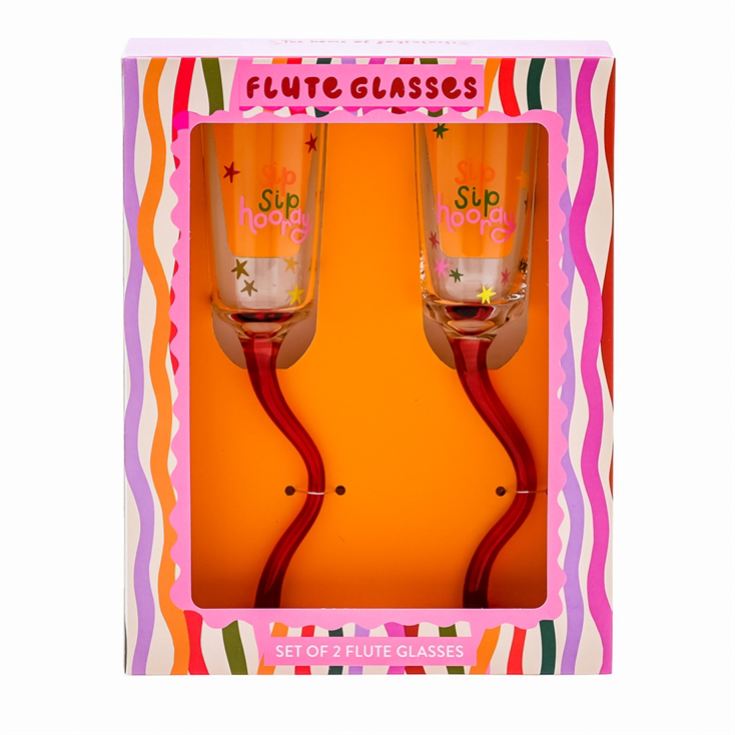 Raspberry Blossom Set of 2 Wavy Stem Flute Glasses product image