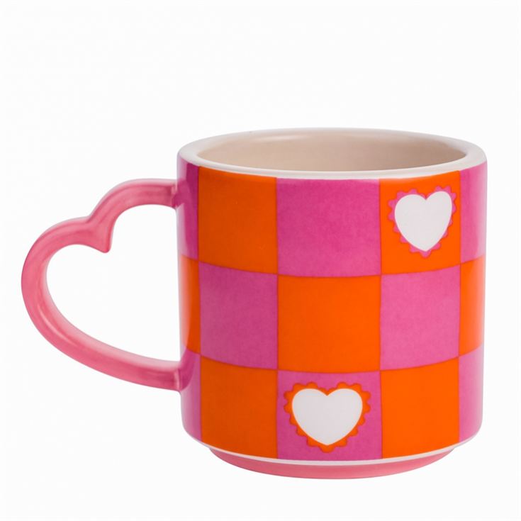 Raspberry Blossom Chequer & Heart Mug product image