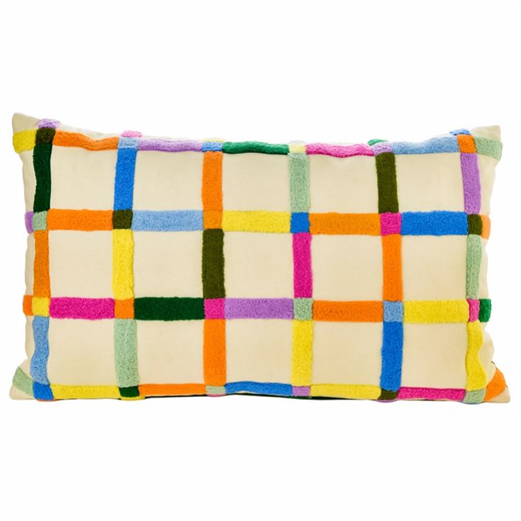 Raspberry Blossom Rectangular Tufted Cotton Patterned Cushion product image