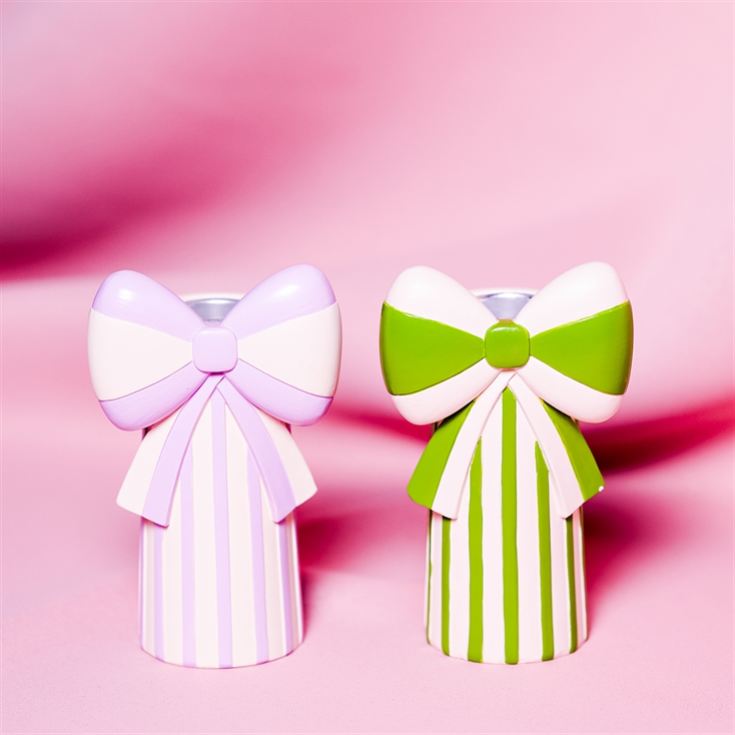 Raspberry Blossom Set of 2 Candlestick Holders with Bow product image