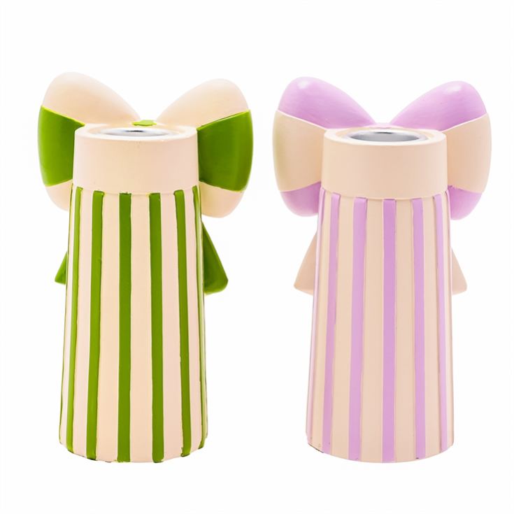 Raspberry Blossom Set of 2 Candlestick Holders with Bow product image