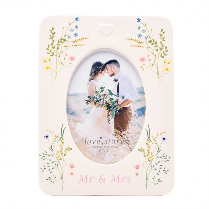 Love Story Ceramic Floral Mr & Mrs Photo Frame product image