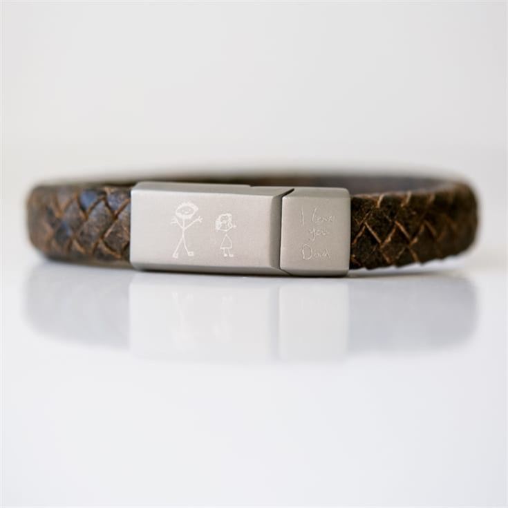 Personalised Antique Style Bracelet with Handwriting/Drawing Engraving product image