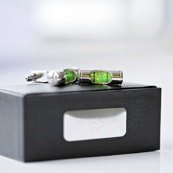 Spirit Level Cufflinks & Personalised Box product image