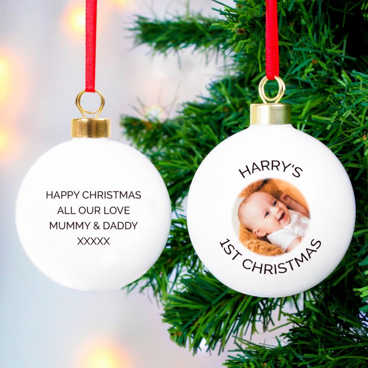 Personalised Photo Upload Christmas Bauble product image