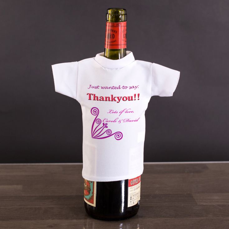 Thank You Personalised Wine Bottle T-Shirt product image