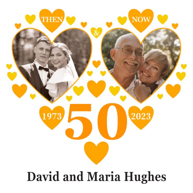 Personalised Then and Now Golden Anniversary Photo Cushion product image