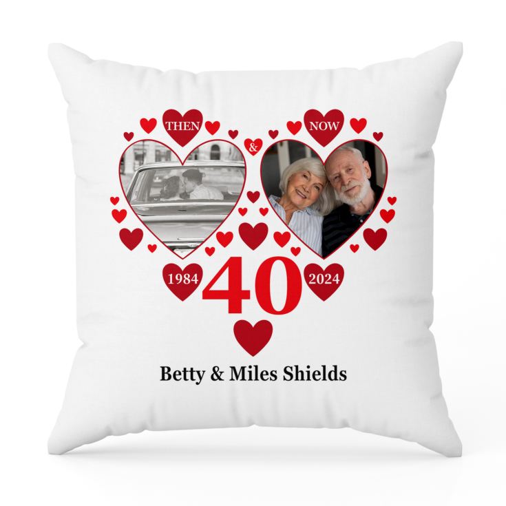 Personalised Then and Now Ruby Anniversary Photo Cushion product image