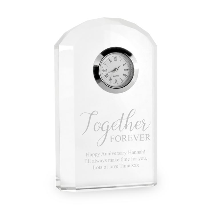 Personalised Together Forever Crystal Mantel Clock product image