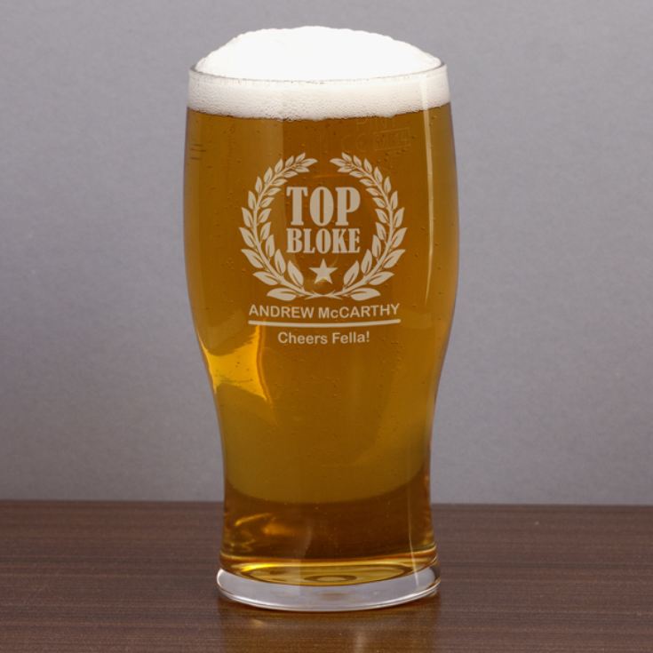 Personalised Top Bloke Pint Glass product image