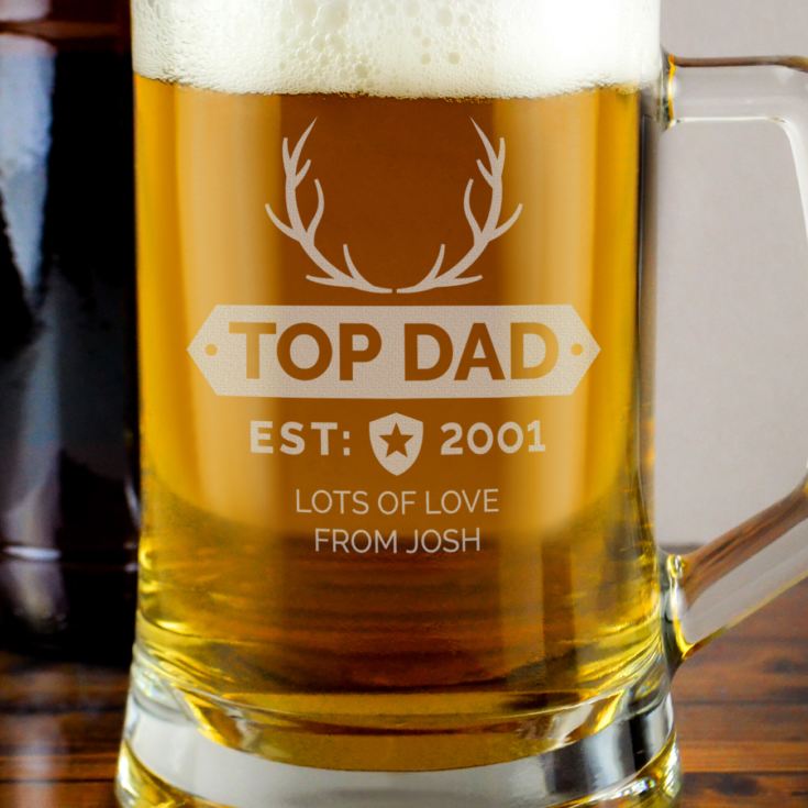 Personalised Top Dad Glass Stern Tankard product image