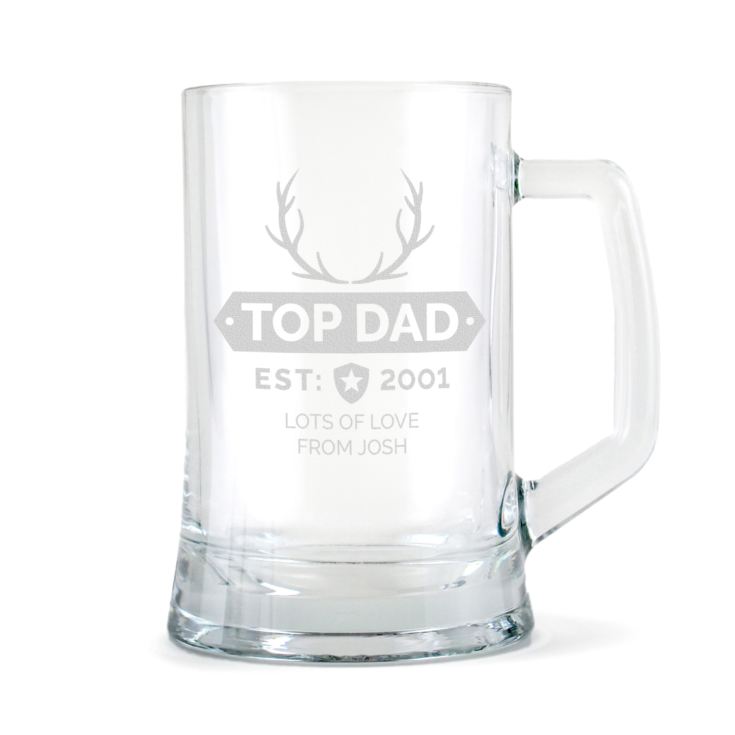 Personalised Top Dad Glass Stern Tankard product image