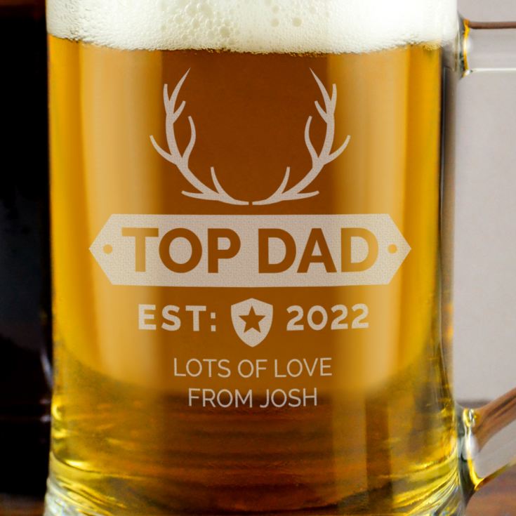 Personalised Top Dad Glass Stern Tankard product image
