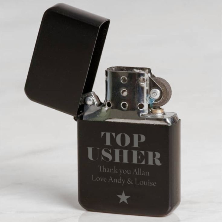 Personalised Usher Black Petrol Lighter product image
