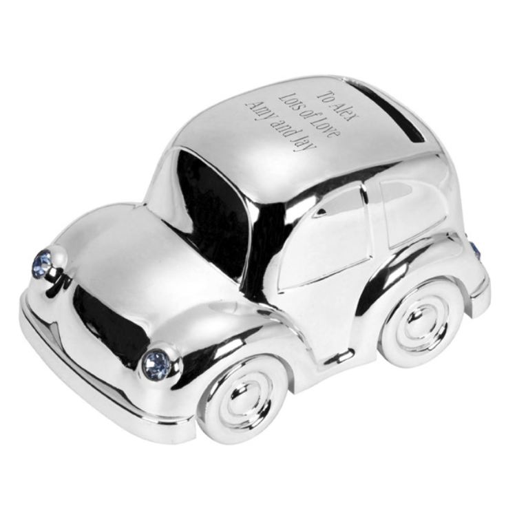 Engraved Silver Plated Toy Car Money Box The Gift Experience