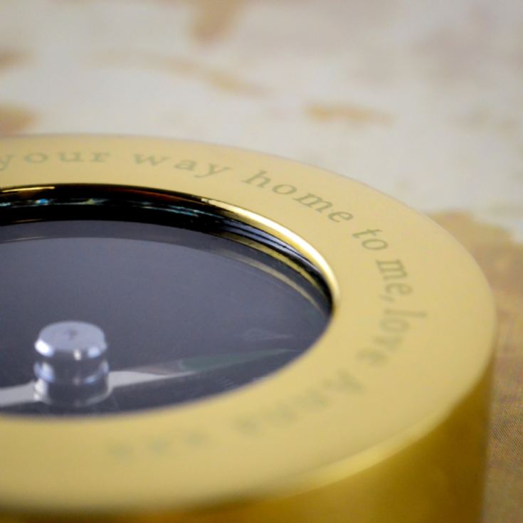 Personalised Brass Travellers Compass with Wooden Box product image