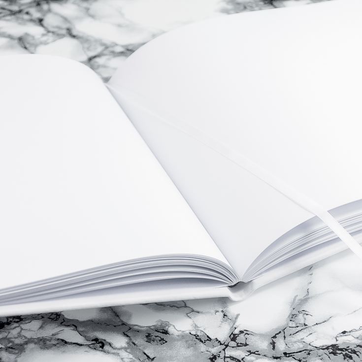 Engraved White Leather Wedding Guest Book product image