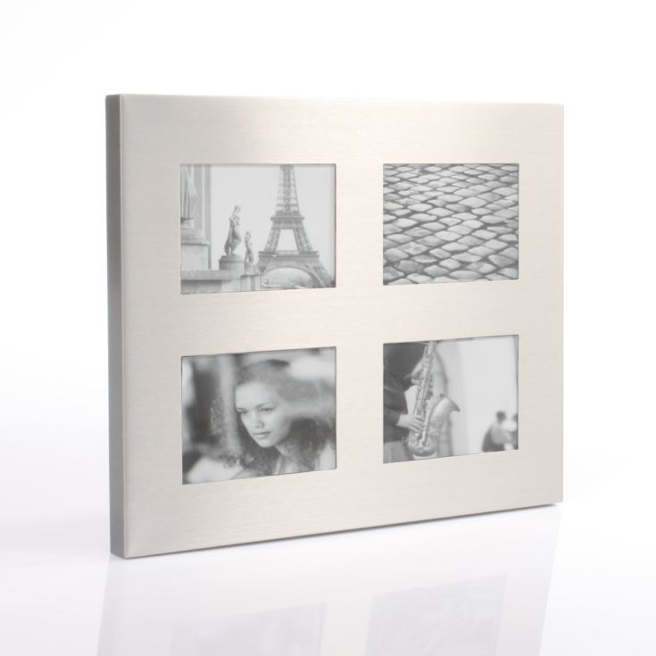 Brushed Silver Collage Photo Frame Holds 4 Photos The Gift Experience