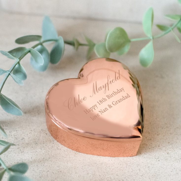 Personalised Rose Gold Heart Trinket Box product image