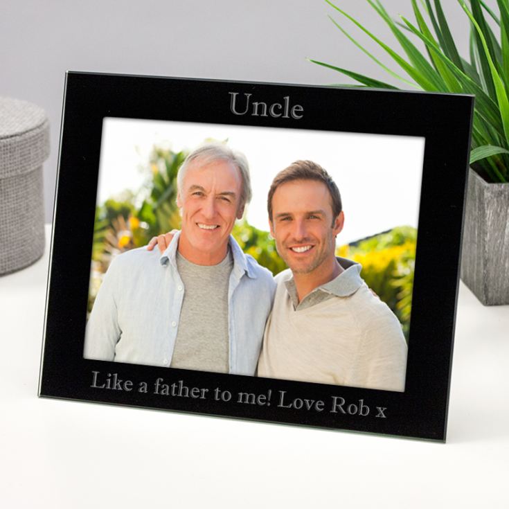 Personalised Uncle Black Glass Photo Frame product image