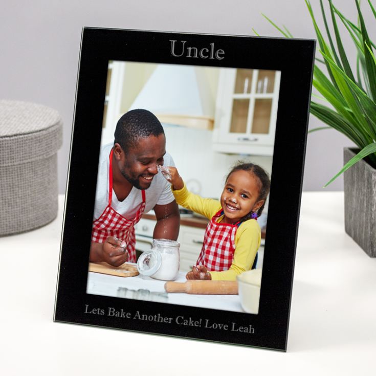 Personalised Uncle Black Glass Photo Frame product image