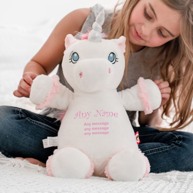 Personalised Embroidered Cubbies White Unicorn Soft Toy product image