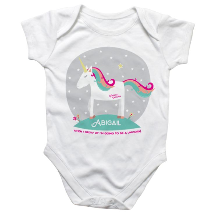 Personalised Magical Unicorn Babygrow product image