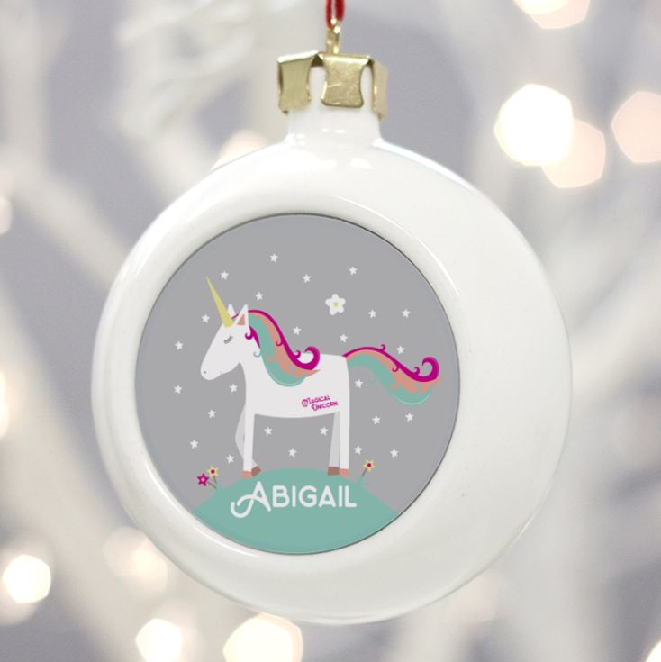 Personalised Unicorn Christmas Bauble product image