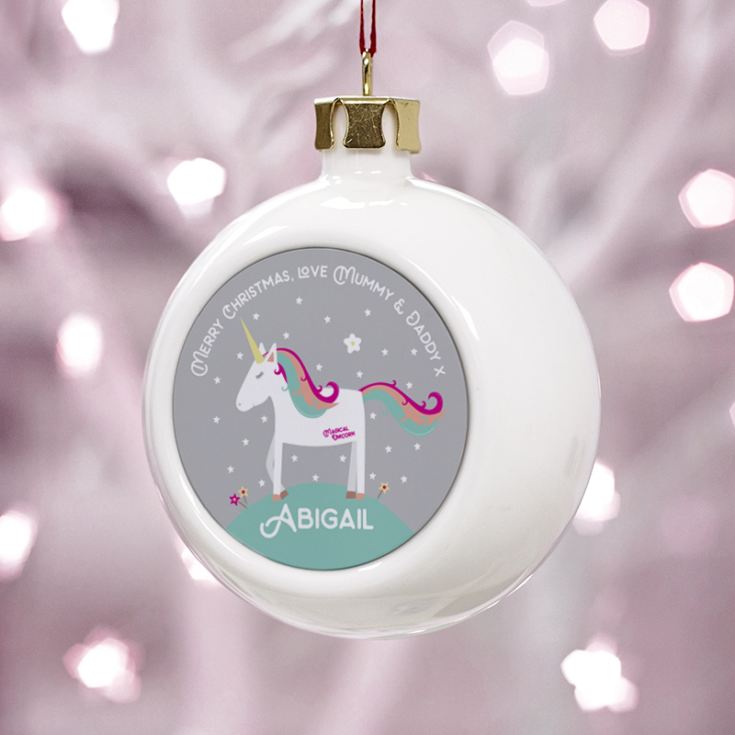 Personalised Unicorn Christmas Bauble | The Gift Experience