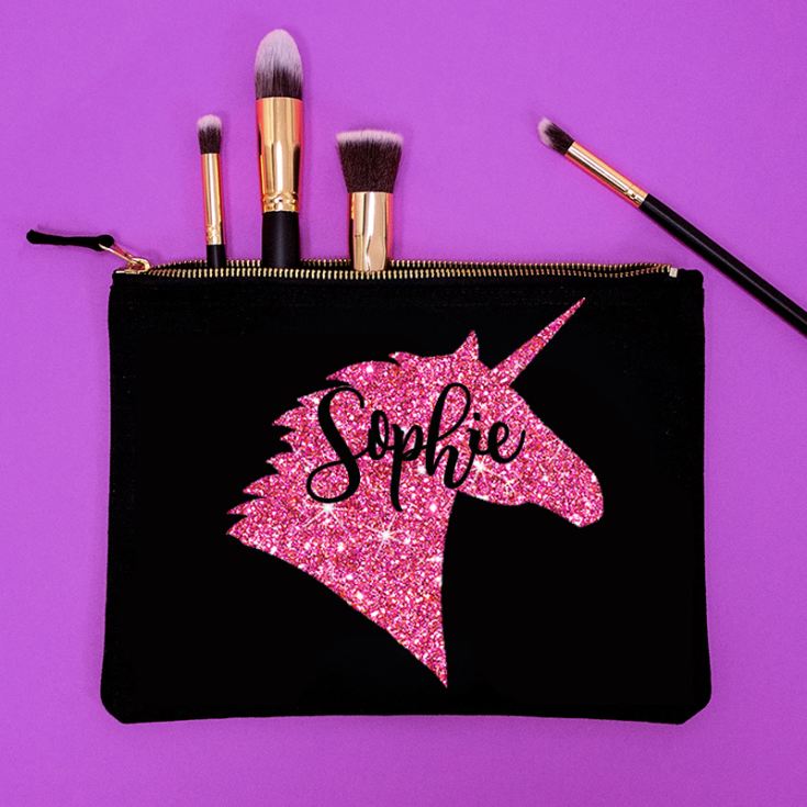 Personalised Glitter Unicorn Make Up Bag product image