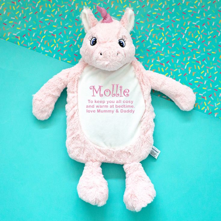 Personalised Embroidered Unicorn Hot Water Bottle Cover product image