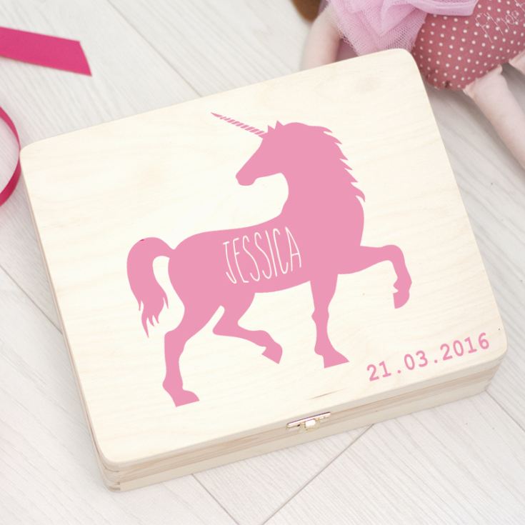 Personalised Unicorn Wooden Keepsake Box product image