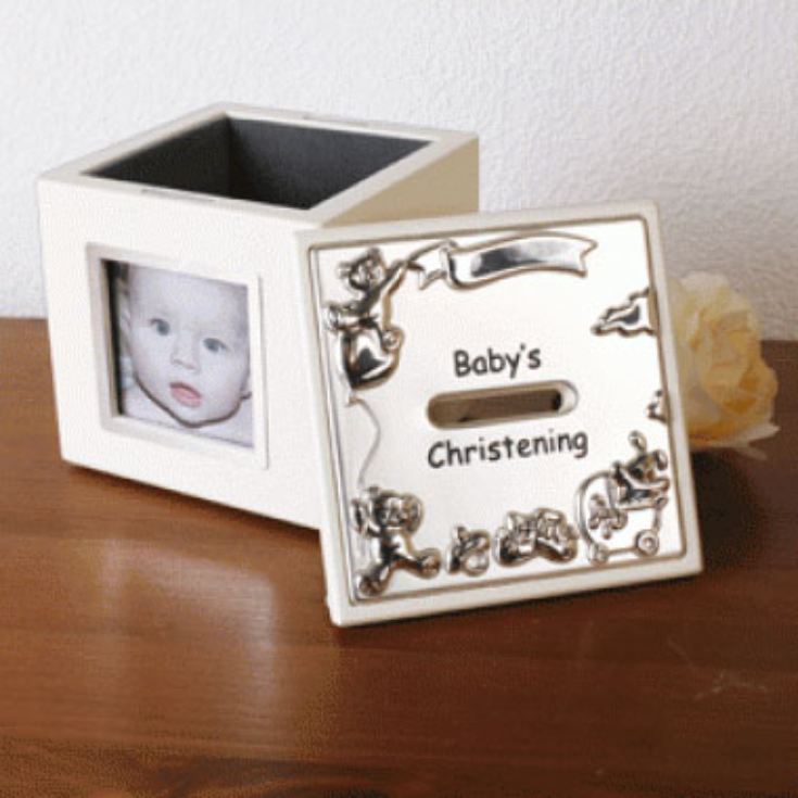 Baby's Christening Photo Money Box product image