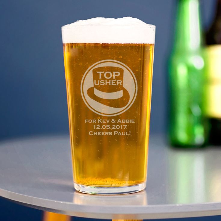 Personalised Usher Straight Sided Pint Glass product image