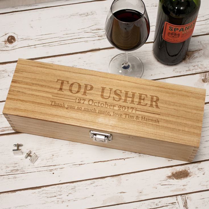 Personalised Top Usher Luxury Wooden Wine Box product image