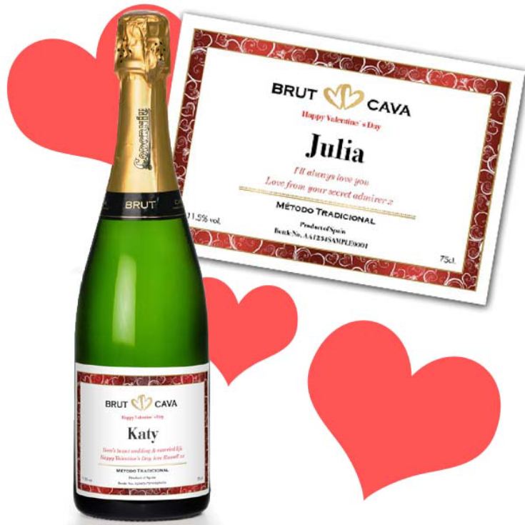 Valentines Day Personalised Bottle of Cava product image