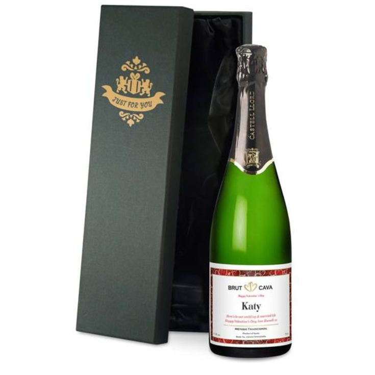 Valentines Day Personalised Bottle of Cava product image