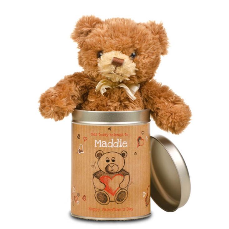 personalised teddy in a tin