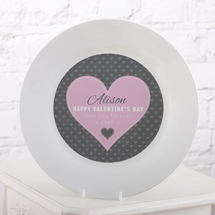 Personalised Valentine's Day Pink Heart Design Plate product image