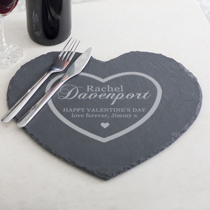 Personalised Valentine's Day Heart Slate Placemat product image