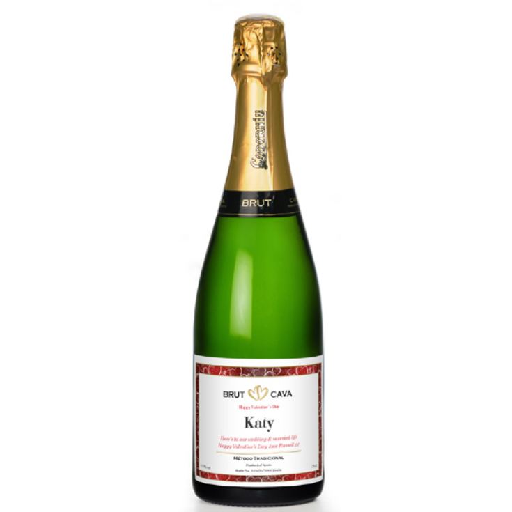 Valentines Day Personalised Bottle of Cava product image