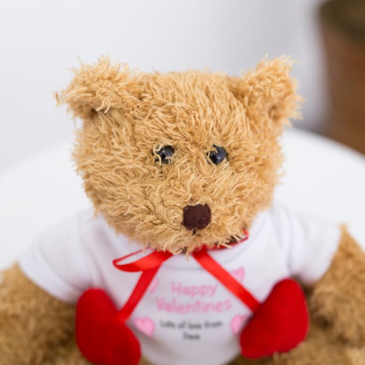 Personalised Valentines Teddy With Dangly Hearts product image