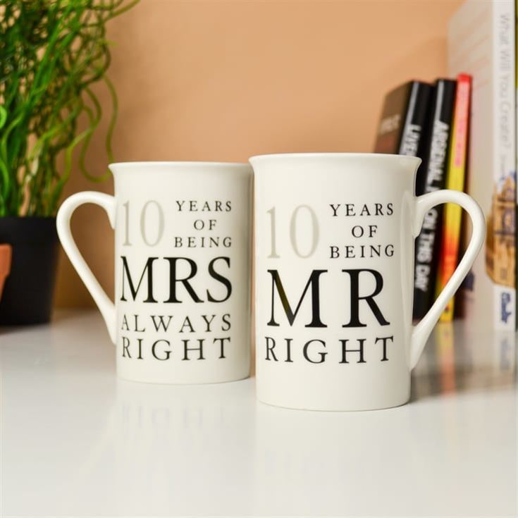 10 Years Of Mr Right and Mrs Always Right Mugs product image