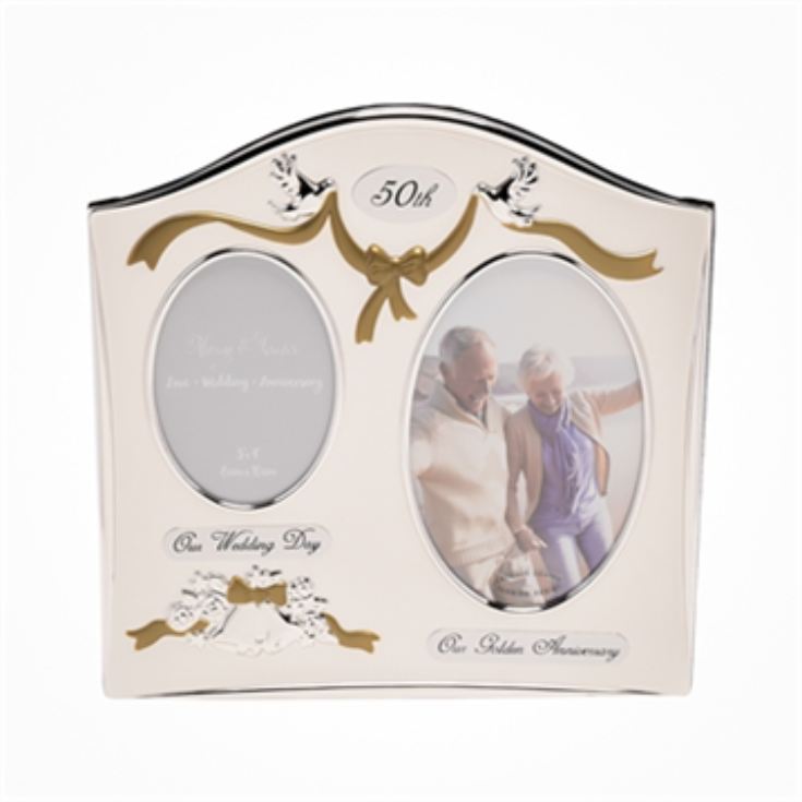 Silver Plated Double 50th Anniversary Photo Frame product image