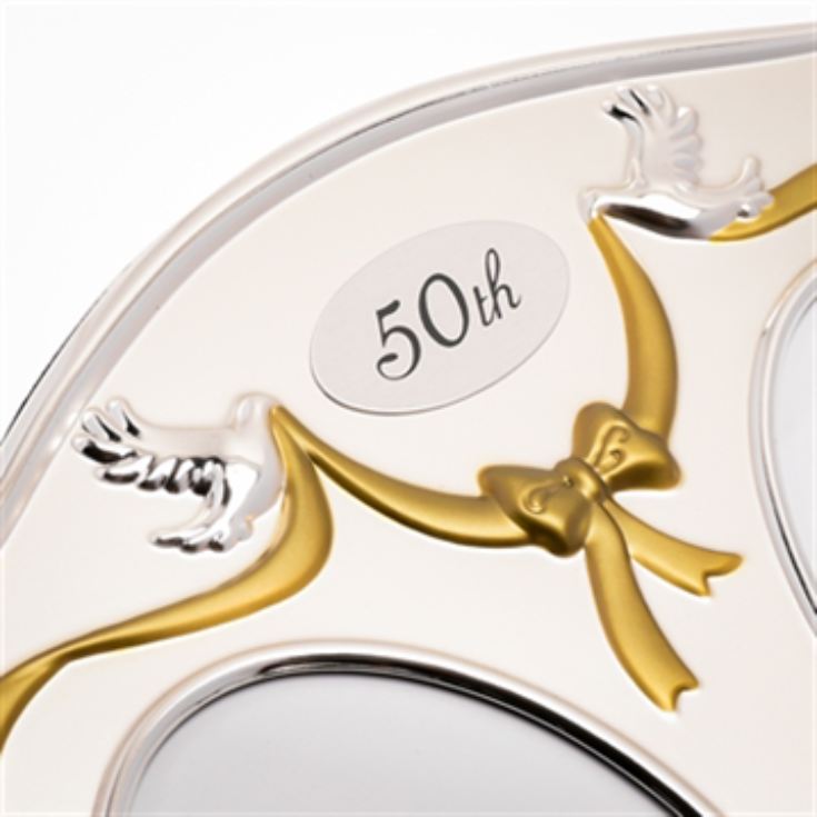 Silver Plated Double 50th Anniversary Photo Frame product image