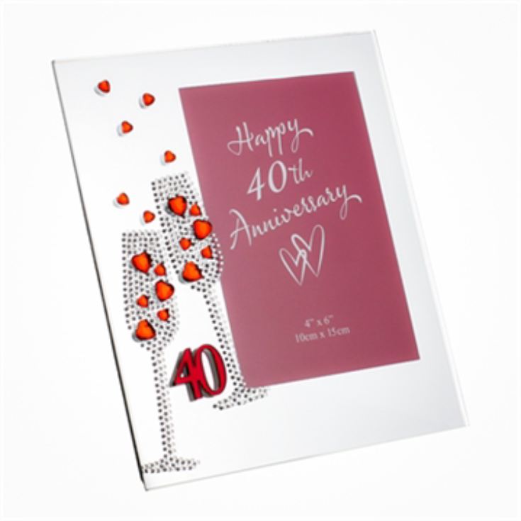 40th Anniversary Crystal Flute Mirror 4 x 6 Photo Frame product image