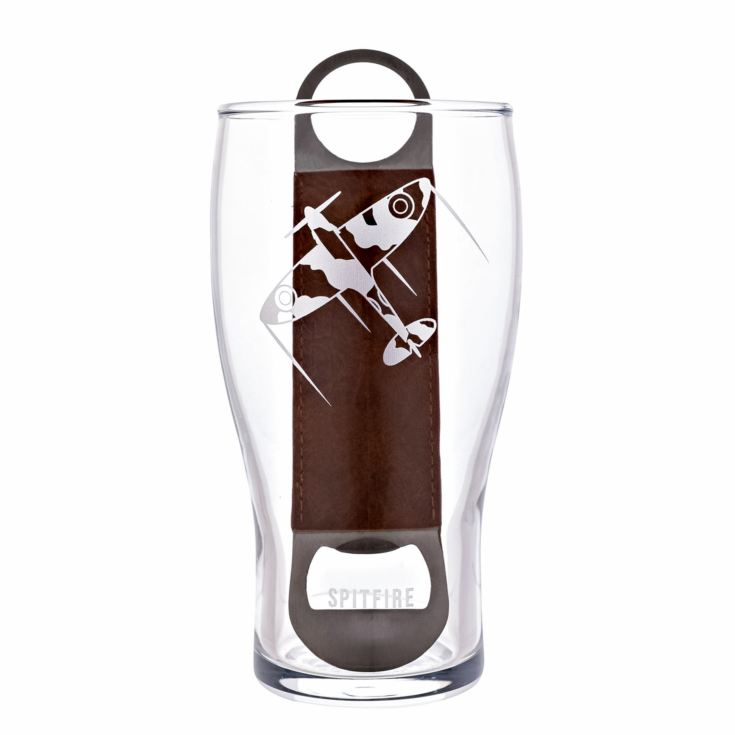 RAF Spitfire Etched Pint Glass & Bottle Opener Set product image