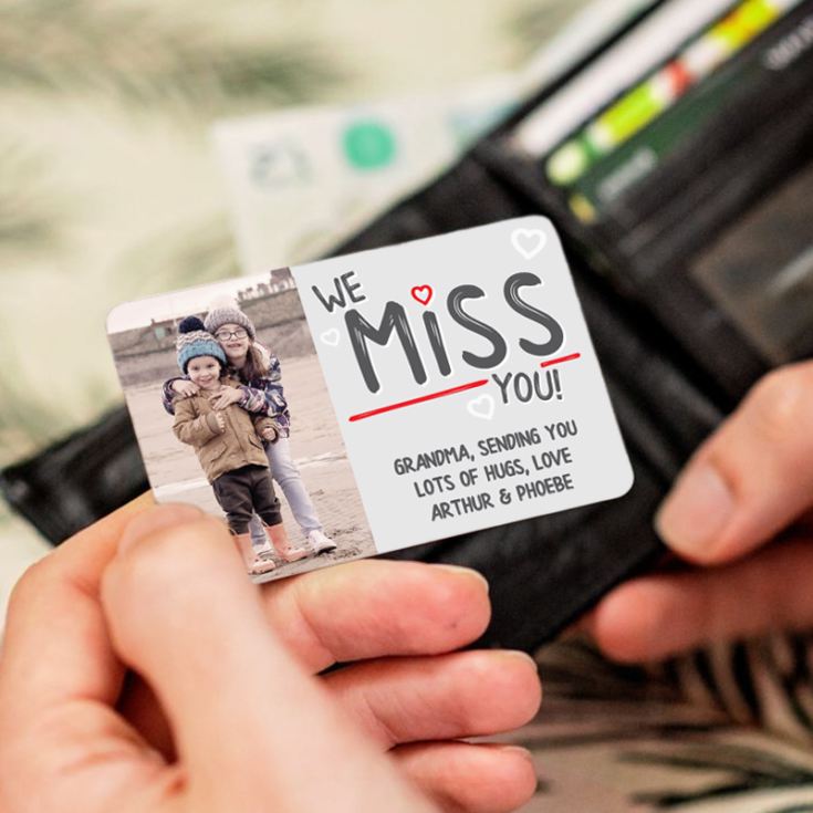 Personalised We Miss You Photo Upload Metal Wallet Card product image
