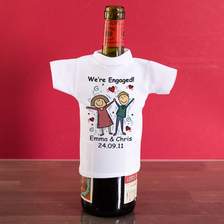 We're Engaged Personalised Wine Bottle T-Shirt product image
