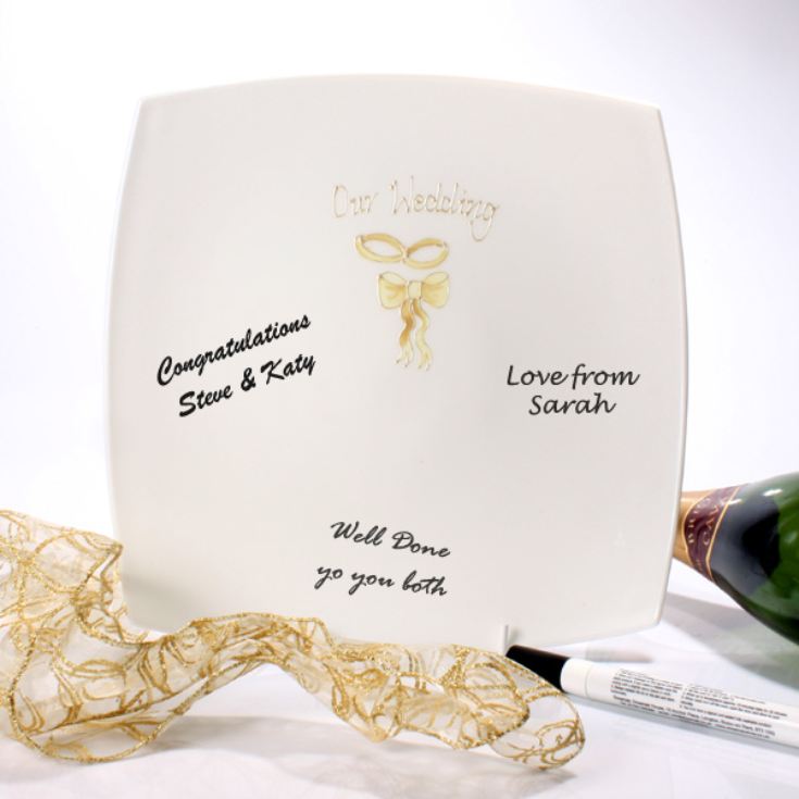 Rings And Ribbon Wedding Guest Signing Plate The Gift Experience